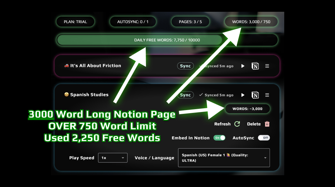 Subvolver Notion TTS 3000 Free Words