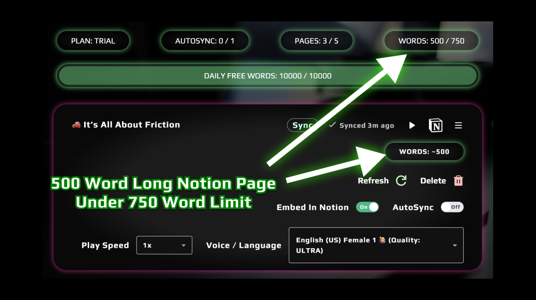 Subvolver Notion TTS 500 Free Words